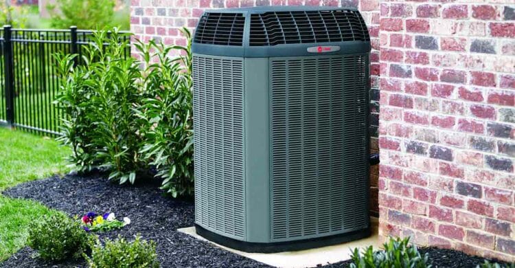 Residential Trane HVAC system located outside home