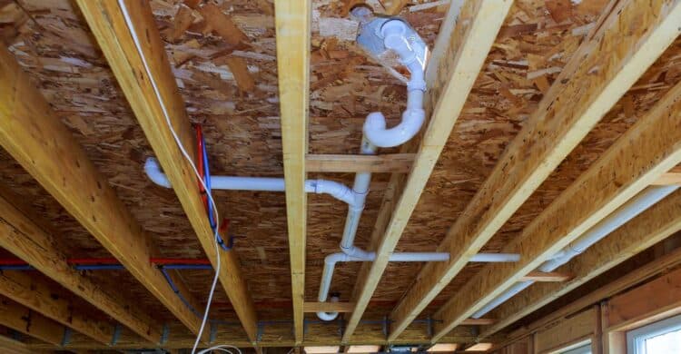 new plumbing installation in basement of home