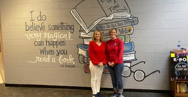 West Hall Middle School teachers in learning commons