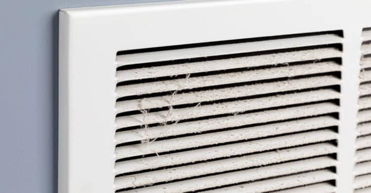 Dirty air vent in house with household allergies