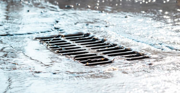 storm drain grade while raining